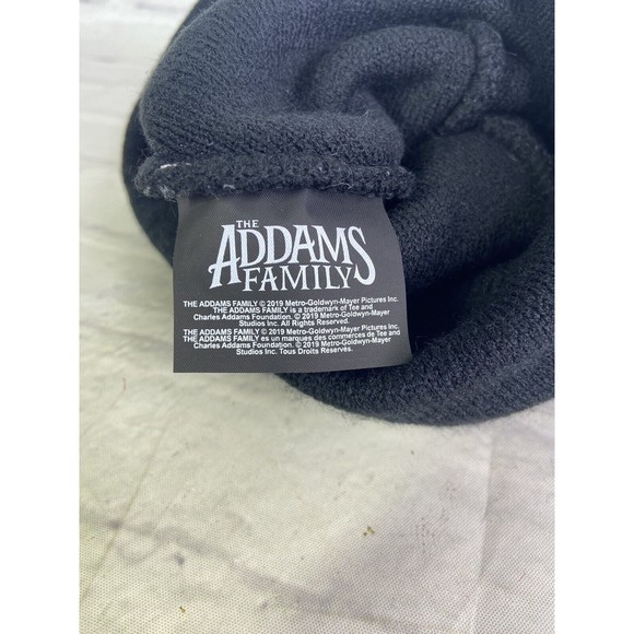 Addams Family Everyday Is Wednesday Black Pom Knit Beanie Cap Hat Adult OSFM - Picture 4 of 6